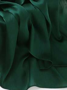 1pc Satin Hijab With Natural Wrinkles Design And Solid Color - Dark Green - View 2