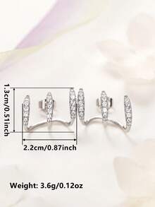1 Pair Kids Cubic Zirconia Stud Earrings, Suitable For Girls Daily Wear Gift - Silver - View 7