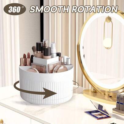 Hộp đựng đồ trang điểm xoay 360 độ, đựng cọ trang điểm và son môi, thích hợp cho phòng ngủ, phòng tắm, trang trí bàn trang điểm, hộp đựng mỹ phẩm di động.