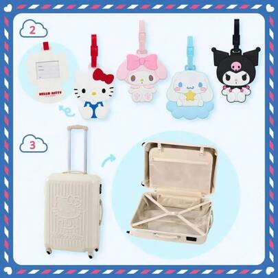SANRIO 新款可爱Hello Kitty行李牌，卡通旋律行李识别地址牌，便携式旅行行李牌