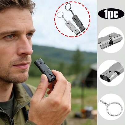 1 chiếc còi sinh tồn hai ống âm thanh lớn, còi khẩn cấp tần số cao và âm lượng lớn, còi cứu sinh dùng cho cắm trại ngoài trời, leo núi, vùng hoang dã và động đất, dụng cụ khẩn cấp thiết yếu.
