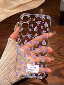 Ốp lưng điện thoại mềm mại hình trái tim hoa tulip tím thắt nơ, tương thích với Honor, Galaxy A04e/12/A13/A14/A34/A50/A52/A53/A54/S21/S22/S23/S24/S25/S25Ultra/S25FE/S26/S26 PLUS/S26 ULTRA/S26 EDGE, 6A/7A/8A, 12T/13T/15T/15T Pro - Trong sáng - Xem 1