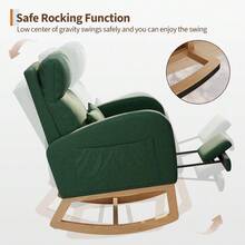 Huisuilinss Nursery Rocking Chair With/Without Footrest,Modern Glider Rocking Chair With Side Pockets And Pillow,Accent Armchair,Nursery Chair For Living Room Bedroom Nursing Room - Green Corduroy With Footrest - View 4