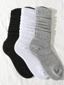 3 Pairs/6 Pairs/10 Pairs/20 Pairs Knitted Socks, Autumn/Winter - Multicolor - View 3