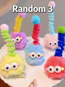 3个可爱有趣的毛绒球发夹，适合日常佩戴 - 彩色 - 查看 10