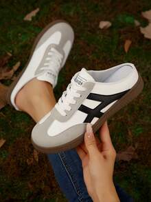 Giày thể thao nữ tối giản nhiều màu sắc, kiểu dáng hở gót cổ thấp, giày casual nhẹ nhàng phù hợp mọi mùa. - trắng - Xem 1