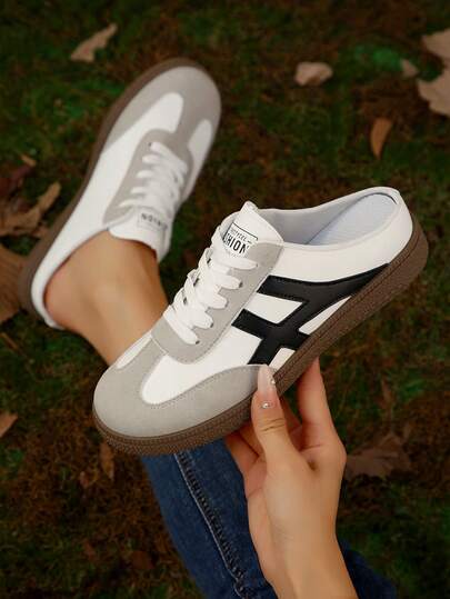 Giày thể thao nữ tối giản nhiều màu sắc, kiểu dáng hở gót cổ thấp, giày casual nhẹ nhàng phù hợp mọi mùa.