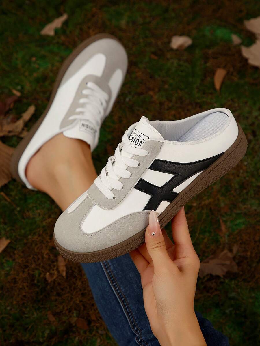 Giày thể thao nữ tối giản nhiều màu sắc, kiểu dáng hở gót cổ thấp, giày casual nhẹ nhàng phù hợp mọi mùa. - trắng - Xem 1