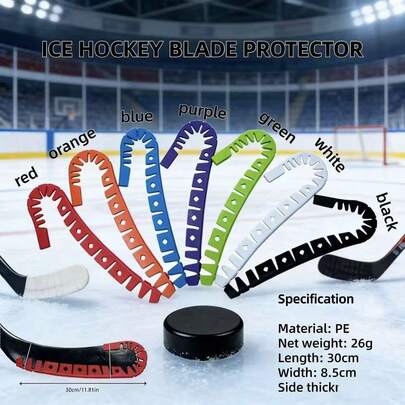 1pc Carbon Fiber/Wood/Composite Ice Hockey Stick Accessory Blade Curve Protective Cover, Suitable For Outdoor Training And Practice, 7 Color PE Wear-Resistant Protective Case