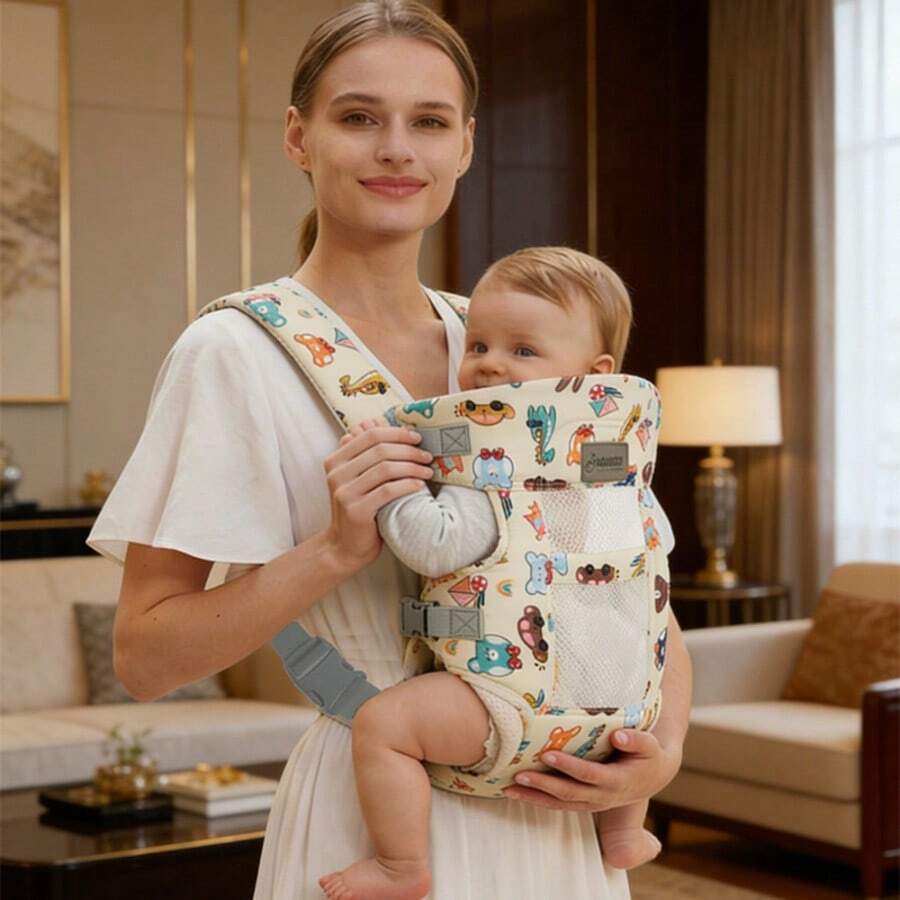 1 địu em bé, dây đeo vai có thể điều chỉnh, thiết kế công thái học nhẹ, phù hợp cho bé từ 3,2-20 kg (7-44 lbs), dễ đeo, dành cho bé từ 0-24 tháng tuổi. - Nhiều màu - Xem 1