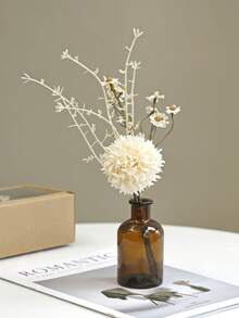1pc Artificial Chrysanthemum Flower Bouquet - Designed With Dried Flowers - Suitable For Office, Vase, Home, Desktop Decor, Engagement And Wedding Decoration - White 1 - View 5