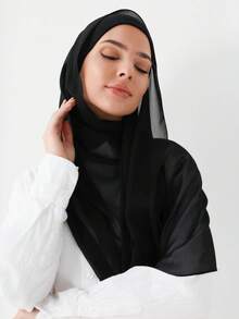 1 chiếc khăn trùm đầu/khăn choàng mềm mại bằng chiffon giả ngọc trai màu trơn dành cho nữ, khăn dài đa năng thời trang, khăn trùm đầu màu trơn, khăn choàng nữ, khăn choàng chống nắng, khăn che mặt, thích hợp cho kỳ nghỉ, tiệc tùng, đám cưới, dạ hội và sử dụng hàng ngày, đi biển, lễ hội. - màu đen - Xem 6