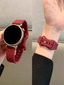 1条18mm/20mm/22mm硅胶表带，兼容三星Galaxy Watch 3/4/5/6 40mm 44mm经典款、43mm 47mm、GT6 GT5 GT4 GT 3/2 46mm，男女通用 - 酒紅色 - 查看 7