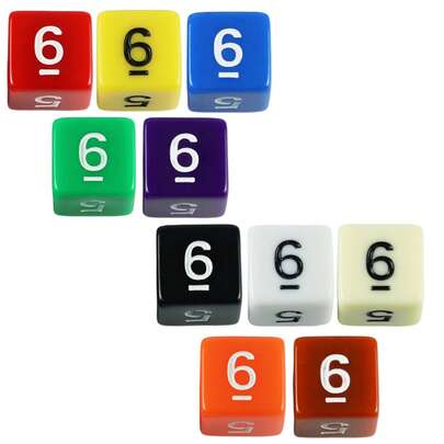 5 Stück farbige 6-seitige Würfel-Set - D6 - leuchtende Farben, abgerundete Kanten für Brettspiele & Mathematik Spaß