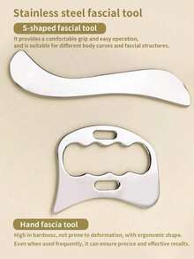 1件/2件装不锈钢刮痧工具套装，身体按摩工具，全身肌肉刮痧按摩器，物理皮肤按摩放松器，男女通用，刮痧，淋巴引流，消除橘皮组织，背部按摩器，学校，返校，旅行，旅行必备，居家必备，水疗，按摩工具，按摩，按摩器，水疗 - 銀色 - 查看 2