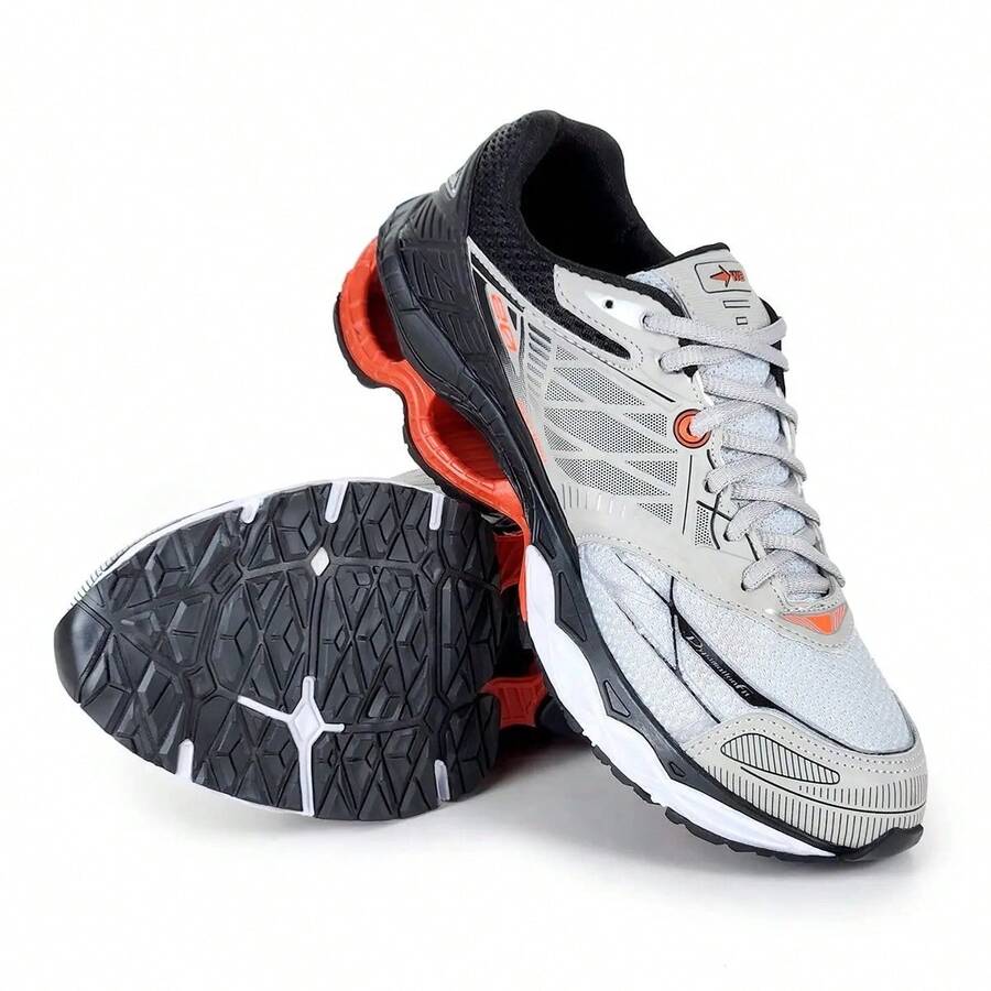 Men's Athletic Shoes For Training, Gym, Walking, Running - Comfortable - Gray Orange - View 1