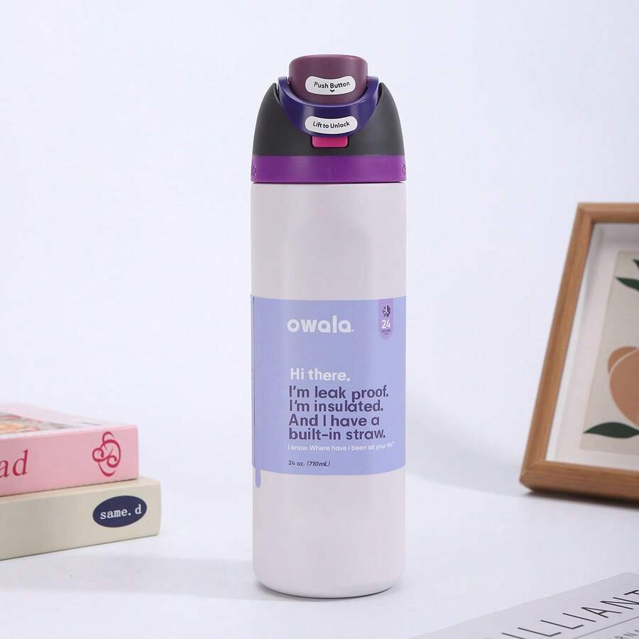 OWALA OwaIa 双吸嘴户外露营水瓶，带吸管，保温大容量 24/32 盎司，双层真空保温水瓶，适合盛装冷饮，设计精美，做工精良，是露营、工作、室内使用的理想之选（沙滩/陆地露营必备配件） - 彩色 - 查看 1
