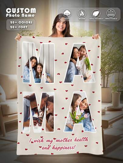 Chăn quà tặng Ngày của Mẹ theo yêu cầu, Chăn nỉ cá nhân hóa với tên và chữ, Ấm áp, mềm mại và thoải mái, Quà tặng cho Mẹ/Bà từ con gái/con trai, Chăn in chữ gia đình cá nhân hóa, Chăn ấm áp và dễ chịu, Quà tặng gia đình, Quà sinh nhật, Quà tặng bạn bè, Quà tặng cho phái nữ, Quà tặng cho bố mẹ