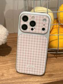 1個 春季綠色粉色格紋電鍍邊框可愛夏季手機殼 適用於 iPhone 17 16 15 14 Pro Max 柔軟矽膠背蓋 - 粉色 - 查看 2