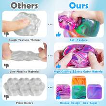 Fidget Toys Squishy Stress Cube, Stress Balls For Kids Adults Squishies Stress Relief, Ice Squishy Cube Sugar Balls, Sensory Toys For Kids With Autism, Fidgets For Classroom Prize Toys (Pink) - 紫色 - 查看 5