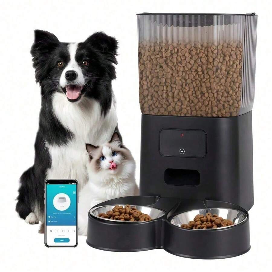 Comedero Dispensador de Comida para Perros con Conexión Wifi | Control Remoto y Programable para Alimentación Automática - Negro1 - Ver 1