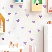 1pc Soft Purple Heart Wall Sticker, Macaron Color Combination, Self-Adhesive Easy To Apply, Decorate Wall With Gentle Romantic Ambiance - Multicolor - View 2