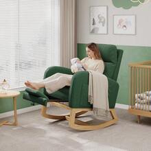 Huisuilinss Nursery Rocking Chair With/Without Footrest,Modern Glider Rocking Chair With Side Pockets And Pillow,Accent Armchair,Nursery Chair For Living Room Bedroom Nursing Room - Green Corduroy With Footrest - View 2