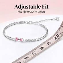 Vòng tay nơ đính đá Zirconia màu hồng lấp lánh, dài 16-20cm, thích hợp cho nữ đeo hàng ngày, trang sức cao cấp, quà tặng Ngày Valentine, quà tặng Ngày của Mẹ, quà sinh nhật. - Loại bướm - Xem 5