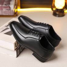 Mioeert Zapatos de vestir para hombres con puntera alada, zapatos Oxford formales de negocios, zapatos de vestir Derby retro para hombres - Negro - Ver 13