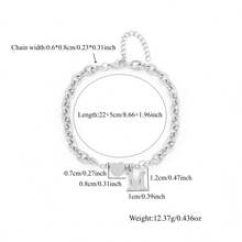 1pc New Classic Heart Letter Pendant Stainless Steel Chain Anklet For Women - Silver - View 2