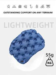 Outdoor Inflatable Pad Single Person Portable Camping Mat, Thick Waterproof Foldable Office Seat Cushion - Royal Blue - View 5