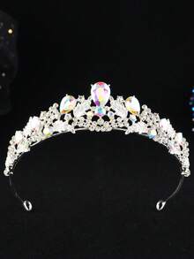 1 chiếc vương miện cài tóc cô dâu kiểu Baroque hình giọt nước bằng thủy tinh và hợp kim, phụ kiện quà tặng cho dịp lễ, sinh nhật, tiệc tùng, sự phát triển. - Nhiều màu - Xem 2