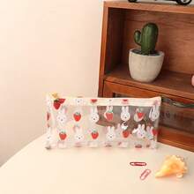 1 hộp đựng bút hình thỏ Miffy dễ thương, túi đựng đồ dùng văn phòng phẩm bằng nhựa PVC trong suốt, chống thấm nước, dung tích lớn, kiểu dáng đơn giản, hình thỏ hoạt hình. - Nhiều màu - Xem 8
