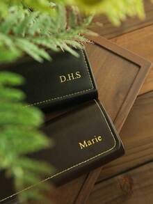 Personalized Name,Text Glasses Case,Cursive Font,Add Your Name, Soft Brown Texture,DIY Label,Luxury Portable Eyeglass Case,Glasses Storage Box - Multicolor - View 2
