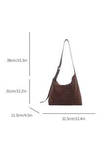 Large Capacity Leopard Print Tote Bag, Versatile Fashion Minimalist Casual Personalized Chic Shoulder Bag For Commuting - Coffee - View 5