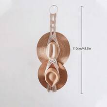 1件編織壁掛飾品，1/2/3層手工編織帽子收納架，波希米亞風牆面裝飾掛式帽子展示架 - 不含帽子 - 米色 - 查看 12