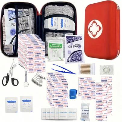170 piezas Kit de primeros auxilios automotriz, suministros médicos de emergencia básicos y avanzados para el hogar, la oficina, actividades al aire libre, viajes, campamentos y deportes
