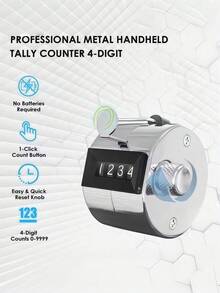 Metal Handheld Counter, 4-Digit Pure Mechanical Counter (0-9999), Battery Free, One Key Counter, Digital Counting, Portable Dynamic Clicker/Timer, Diamond Threaded Metal Knob, Suitable For Golf Training, Sports Training Activity Management, Inventory Management, Outdoor Toys - Multicolor - View 7