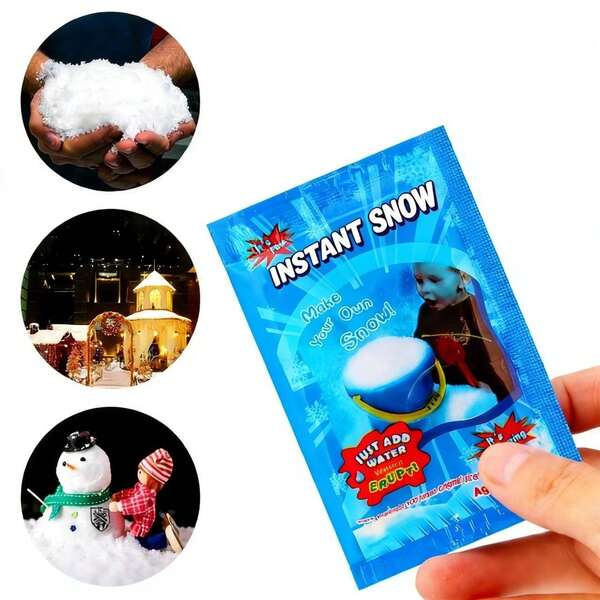 Bolsa de nieve instantánea, nieve artificial que se expande con agua, flor de nieve falsa de estilo aleatorio para Navidad
