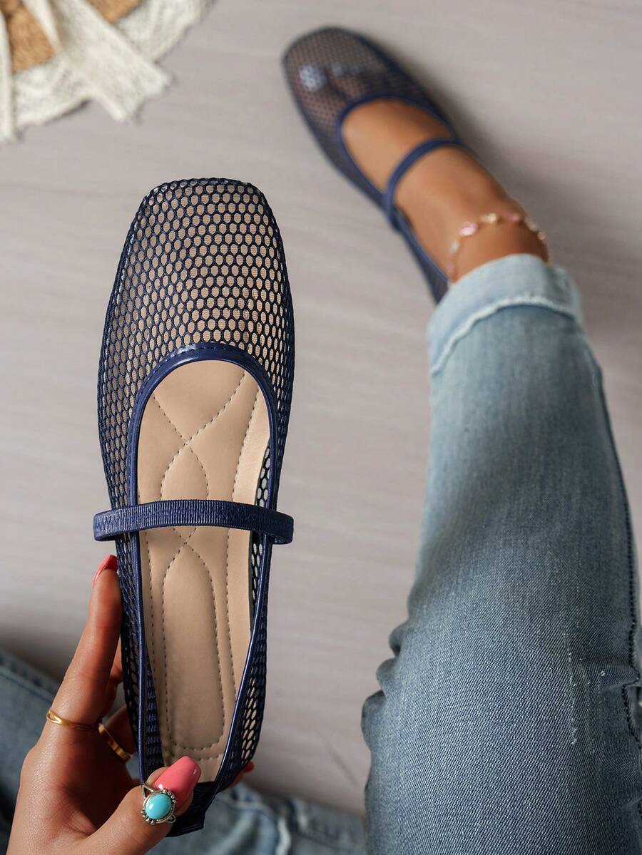 Giày lười lưới rỗng cho nữ, giày búp bê thời trang, thoải mái, nhẹ nhàng, phù hợp cho đi lại hàng ngày, giày lười thoáng khí mùa hè, quà tặng Ngày của Mẹ.