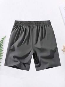 1 chiếc quần short thể thao nam co giãn, nhanh khô, thích hợp cho tập thể dục, chạy bộ, tập luyện, thể thao mùa xuân/hè. - Xám - Xem 7
