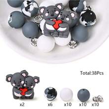 38颗拥抱熊/考拉硅胶珠套装，熊戴着红色围巾，可DIY制作手链、项链、包包挂饰、钥匙扣，送给家人、朋友、爱人的礼物 - 彩色 - 查看 12
