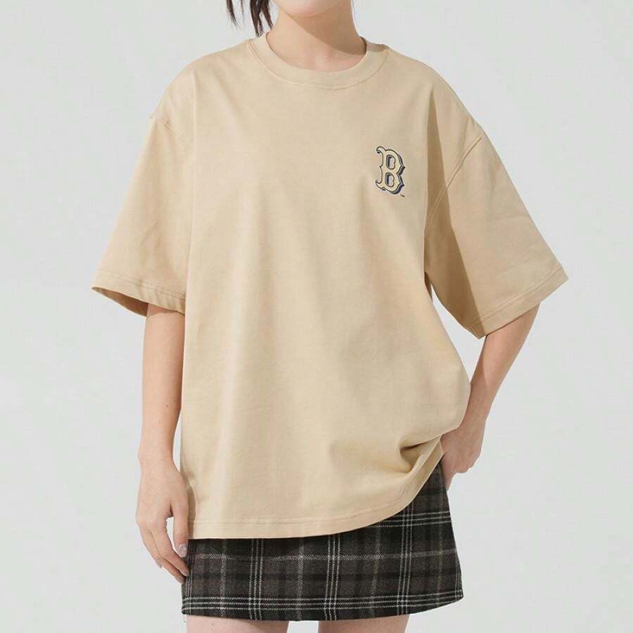 MLB Áo thun unisex cổ điển, dáng rộng, thoải mái, thích hợp cho thể thao, tập luyện. - Nâu cát - Xem 1