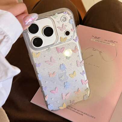 Ốp lưng điện thoại Apple 17 Pro Max/16 mềm mại, lấp lánh, trong suốt, thiết kế hình bướm nhiều màu sắc dành cho iPhone 15/12
