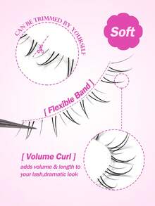 MAANGE Outopen Bottom Lashes 10 Pairs Clear Band Wispy Natural Look Lashes Japanese Manga Style Spiky Anime Lower Lashes Dramatic DIY Cosplay Bottom Eyelashes Reusable - Black - View 7