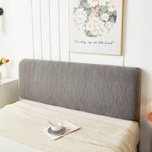 1件纯色提花床头板套，叶子图案，柔软亲肤，高弹防污，适用于单人/双人床、宿舍、家居，四季皆宜，易于拆卸清洗，房间装饰 - 深灰色 - 查看 4