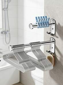 Commercial Clothes Hanger Storage Rack,Installed With Suction Cups Without Drilling,Adjustable Length,Made Of Sturdy Material,Minimalist Style Saves Space,Storage Container For Hangers Used At Home Removable Reusable,For Apartments - Multicolor - View 6