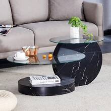 Coffee Tables - Black + Transparent + MDF+Glass-1 - View 4