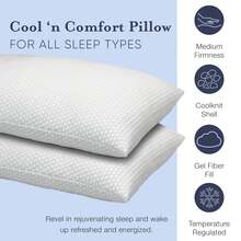 2 Pack Cooling Gel Pillows For Hot Sleepers, Medium Support Breathable Bed Pillows, Hypoallergenic Down Alternative Pillows With Washable Cover, Honeycomb Pattern Pillows For All Sleep Positions - 白色2pc - 查看 3