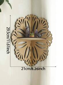 1pc Geometric Lotus Flower Corner Wall Shelf Decorative Floating Storage Rack Boho Aesthetic Wall Organizer Minimalist Display Shelf Elegant Cutout Design Functional Corner Shelf Multi-Functional Storage Holder For Crystal Essential Oil Perfume Plant Display Candle Living Room Bedroom Bathroom Entryway Home Decor Stylish Wall Accent Gift Idea - Natural Wood-colored Flowers - View 7